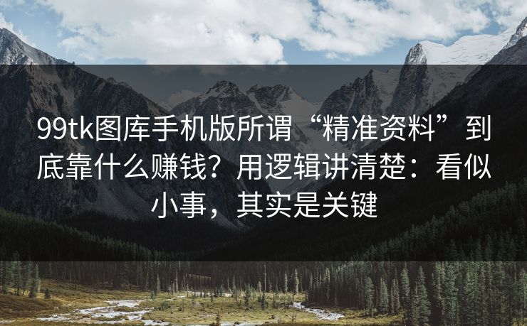 99tk图库手机版所谓“精准资料”到底靠什么赚钱？用逻辑讲清楚：看似小事，其实是关键