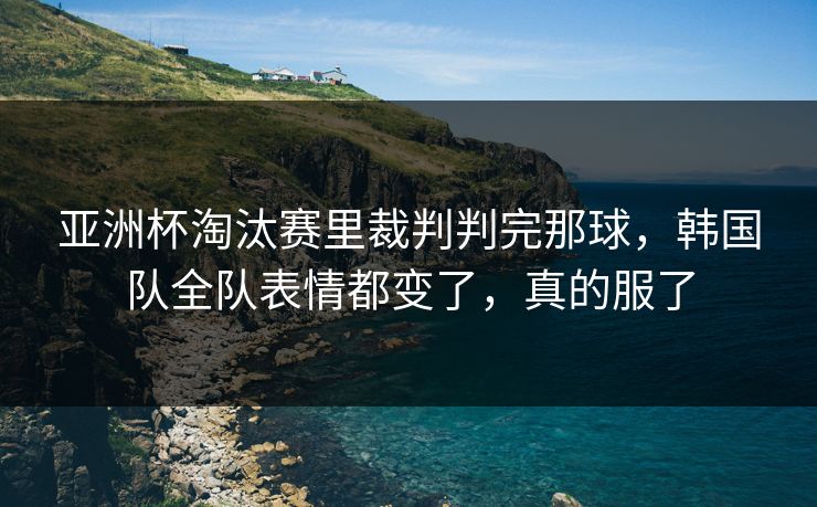 亚洲杯淘汰赛里裁判判完那球，韩国队全队表情都变了，真的服了