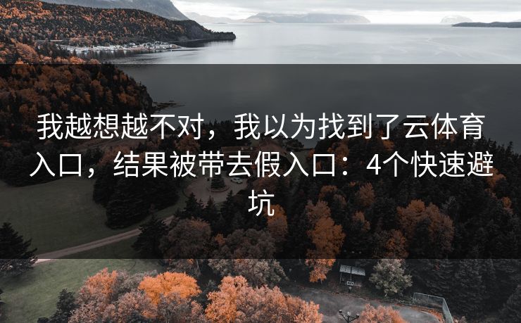 我越想越不对，我以为找到了云体育入口，结果被带去假入口：4个快速避坑