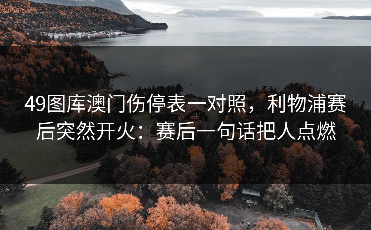 49图库澳门伤停表一对照，利物浦赛后突然开火：赛后一句话把人点燃
